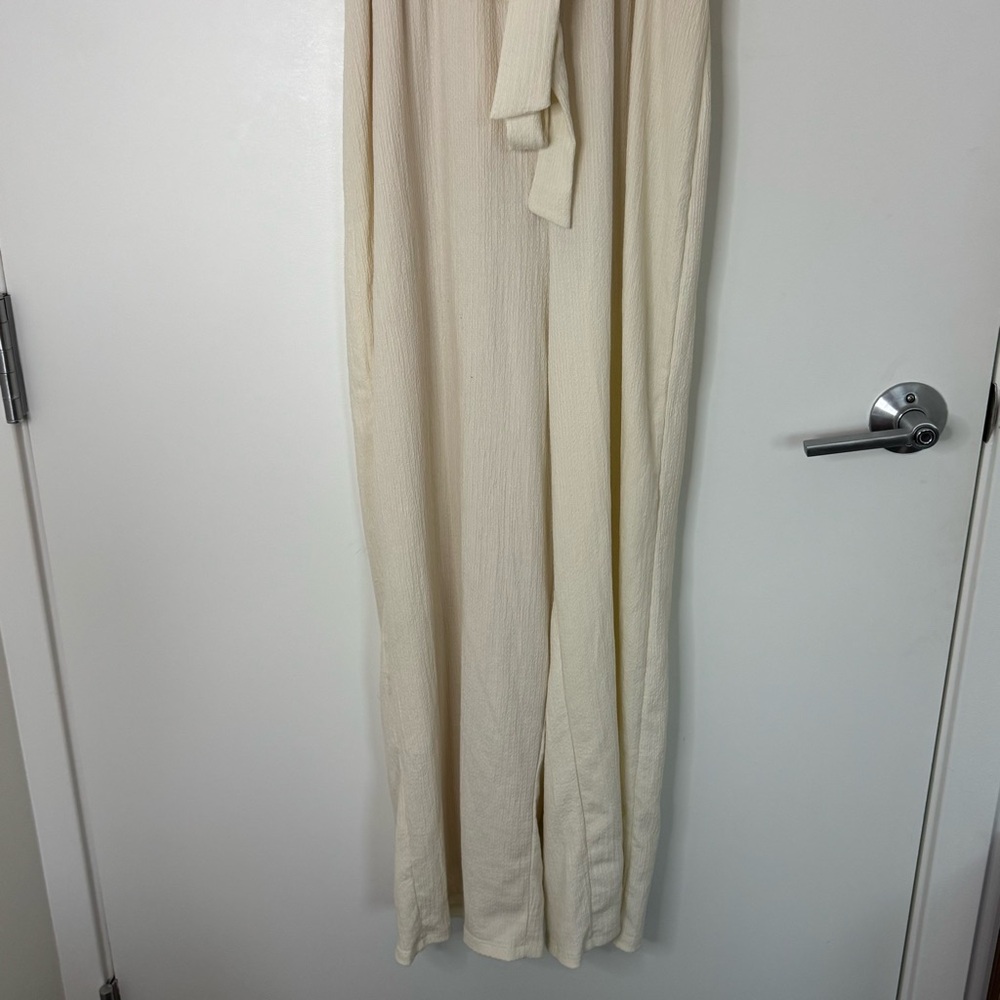 Size 4 Small ASOS Design White Cream Lined Minimalist Jumpsuit with Belt Tie - Picture 9 of 16